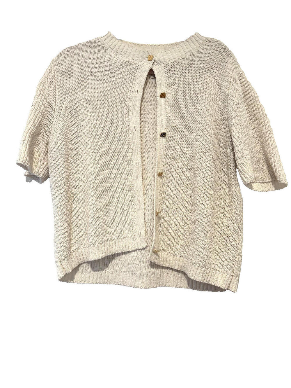 Anthropologie Maeve short sleeve clotton‎ blend cardigan sweater sz L #3503